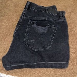 American Eagle Black Rolled Cuff Denim Mom Shorts
